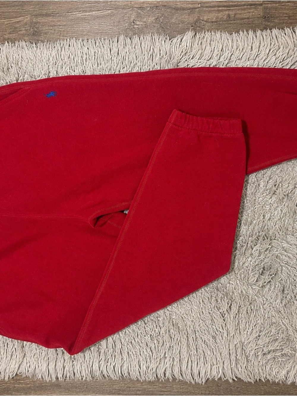 Ralph Lauren Red Fleece Pullover with Blue Polo Tag